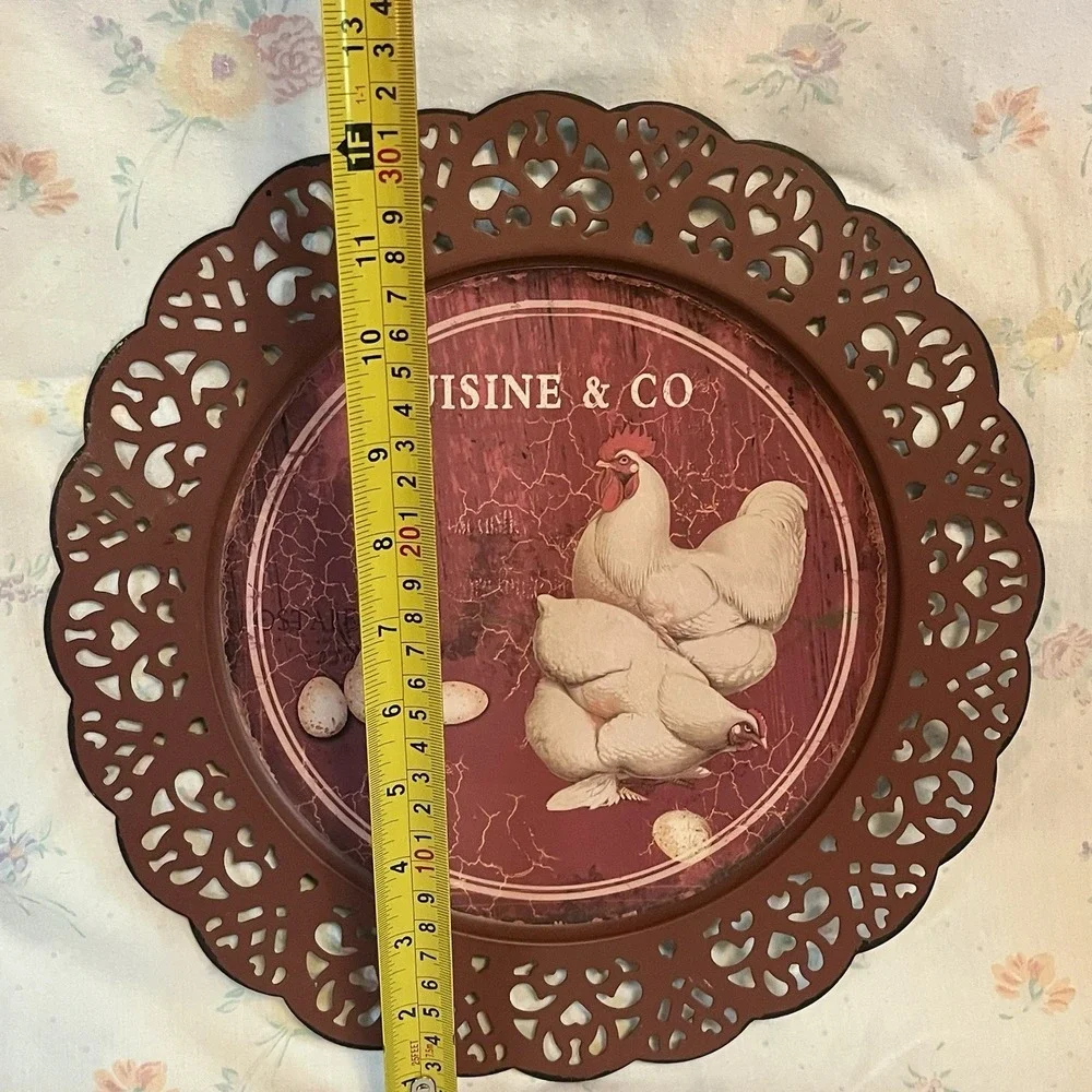 Rooster Chicken Eggs Metal Farmhouse Wall Decor Red Burgundy Hobby Lobby 12-1/2